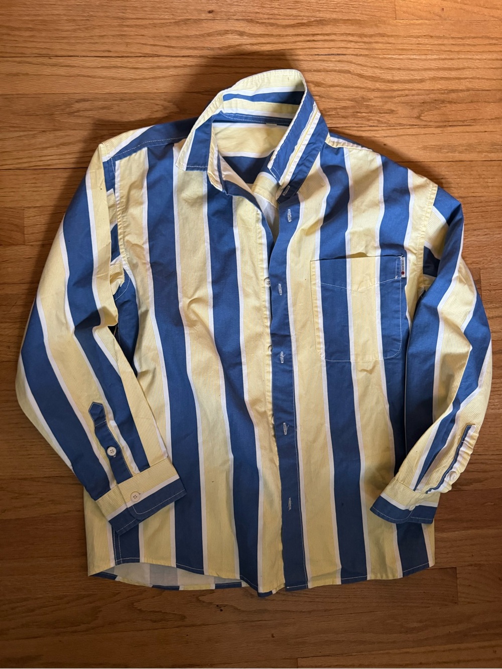 Classic Blue and Cream Stripe Button-Up Shirt